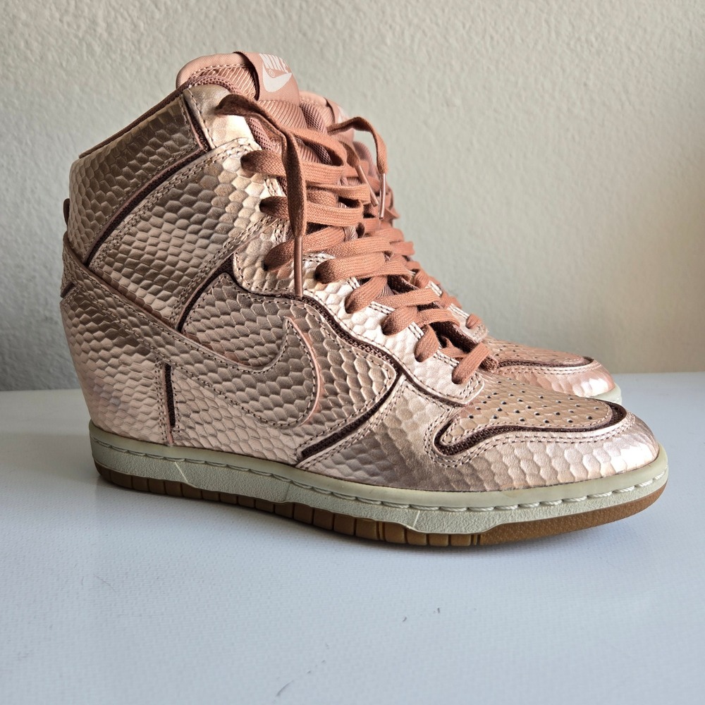 Nike Women's Rose Gold Metallic Wedge Sneakers